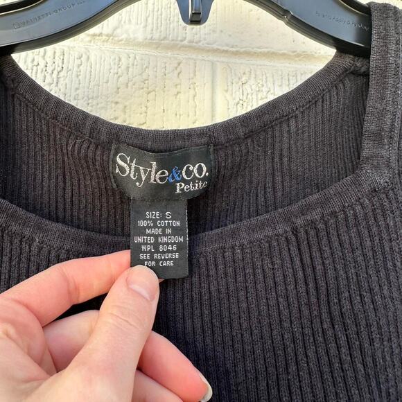 Style & Co Vintage Y2K Black Square Neck Tank - Picture 3 of 4